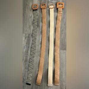 Wide Elastic Straw Braided Belts Set Of Four